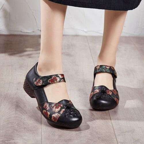2020 Spring New Casual Style Women Genuine Leather Shoes Shallow Slip on Loafers Comfortable Soft Sole Low Chunky-Heel Shoes