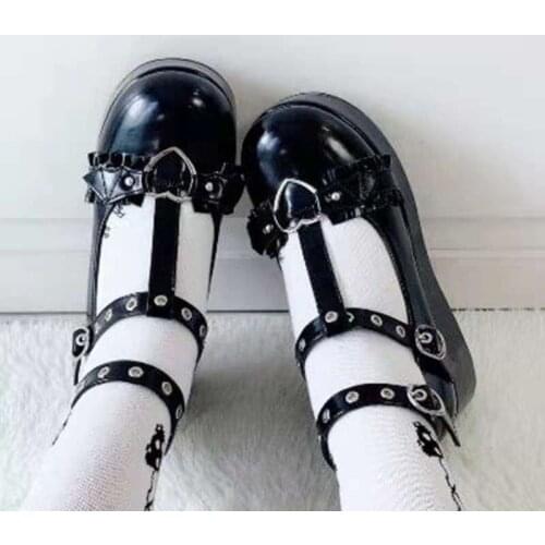 Hot Brand Girls Platform Wedges Angel Bat Marry Janes Pumps Buckle Womens Pumps New INS Cosplay Lolita Japanese Shoes Woman