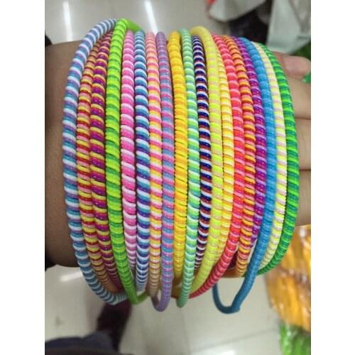 10pcs/lot New Three Colors Solid Color TPU spiral USB Charger cable cord protector wrap cable winder organizer, Hair ring