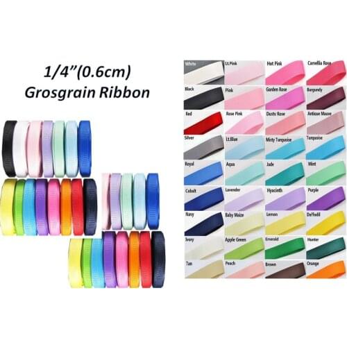 10yard*10color 1/4"(0.6cm)Wide Grosgrain Ribbon- Diy Packaging Decoration Clothing Materials