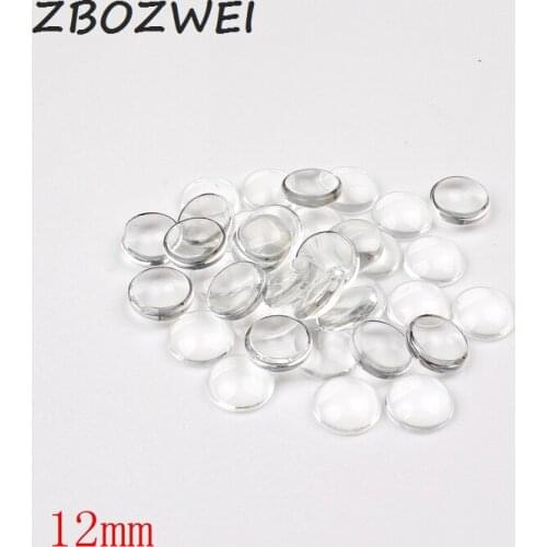 50pcs/lot 12mm Round Flat Back Clear Glass Cabochon, High Quality, Lose Money Promotion