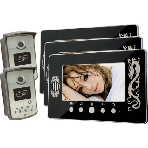 7" LCD Monitor Wired Video Door Phone Metal Access Control Outdoor Camera