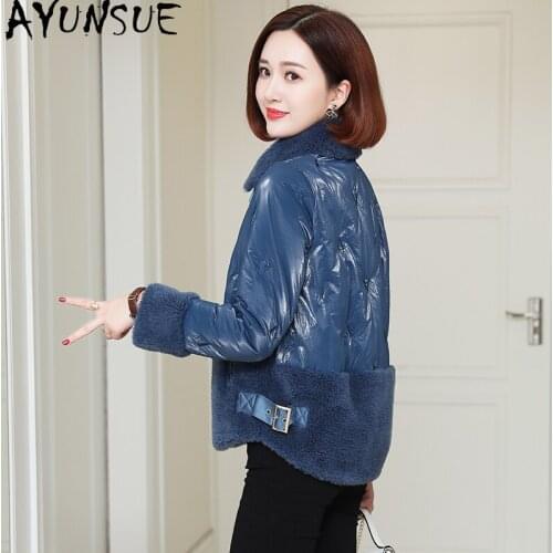 AYUNSUE 2020 Womens Fur Coat 100% Wool Short Female Jacket Autumn Winter Clothes Women Warm Duck Down Jackets Mujeres Abrigos
