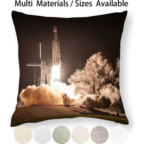 Falcon Heavy Night Time Lift Off Pillow Case Throw Pillow Cover Cotton Linen Flax Falcon Heavy Arabsat Spacex Bfr Starship