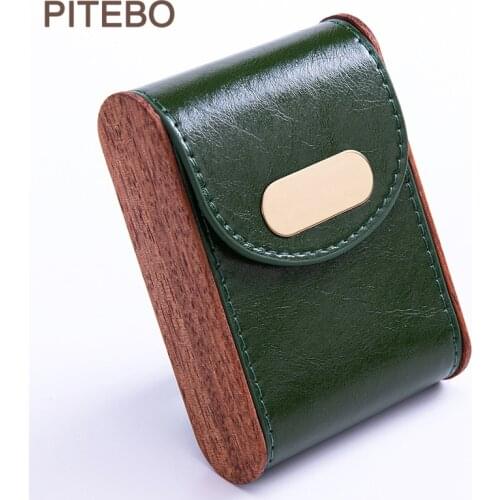 PITEBO Business Leather 20 cigarette case mens portable stainless steel high-grade creative personality flip small cigarettebag