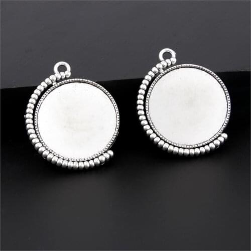 3Pcs Silver Color Exquisite Round Mirror Charms Making Beauty Pendant Women Gift Necklaces Jewelry Wholesale 36X30mm A3280