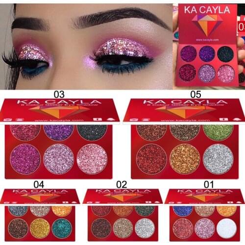 KA CAYLA diamond glitter eyeshadow powder 6 colors gold silver blue green pigment waterproof long lasting flash yeshadow HF062