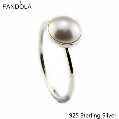 CKK 925 Sterling Silver Rings For Women Luminous Droplet, White Crystal Pearl Jewelry Anniversary Gift