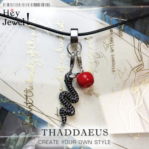 Leather Necklace Snake & Apple Rope Chain,2017 925 Sterling Silver Trendy Fashion Jewelry Europe Style Bijoux Gift For Men