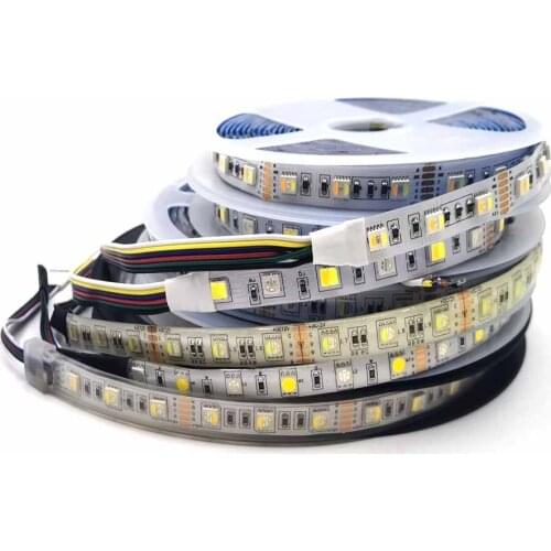 5050 DC12V/24V High quality 5M LED strip 4 in1/ 5 in1 5colors chips RGBCCT RGB+WW+CW 60LEDs/M RGBW RGBWW Flexible LED Strip