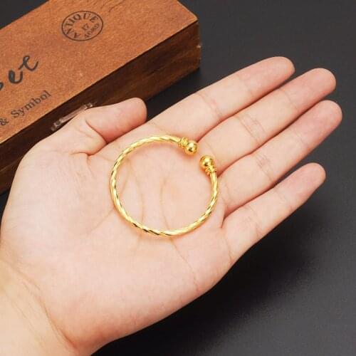 Small lovely gold Dubai Africa Bangle Arab Jewelry Gold Charm girls India anklet Bracelet Jewelry For Kids baby birthday Gift