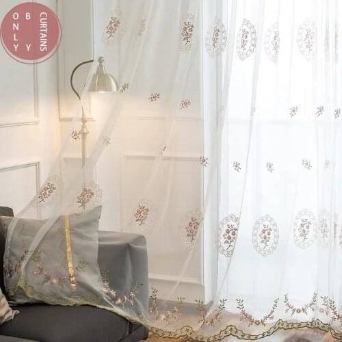 Small Fresh Embroidered Curtains, Screens Stylish Modern Minimalist Style Living Room Bedroom Curtains