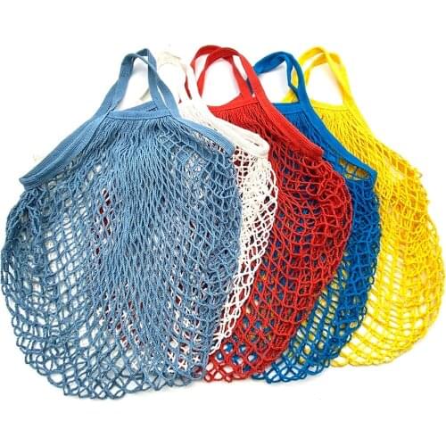 Reusable Grocery Produce Bags Cotton Mesh Ecology Market String Net Tote Bag Kitchen Fruits Vegetables Hanging Bag Home