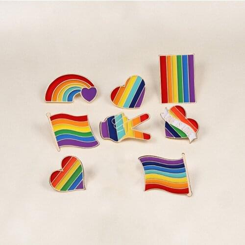 Trendy Rainbow Colorful Small Brooch Badge Cute Love Flag Shape Clothes Decoration Brooch Pride Lesbian Gay Couple Lapel Brooch