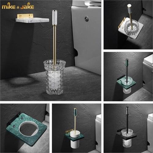 Brass marble toilet brush set hotel copper brush toilet wall hanging cleaning brush matte gold brush