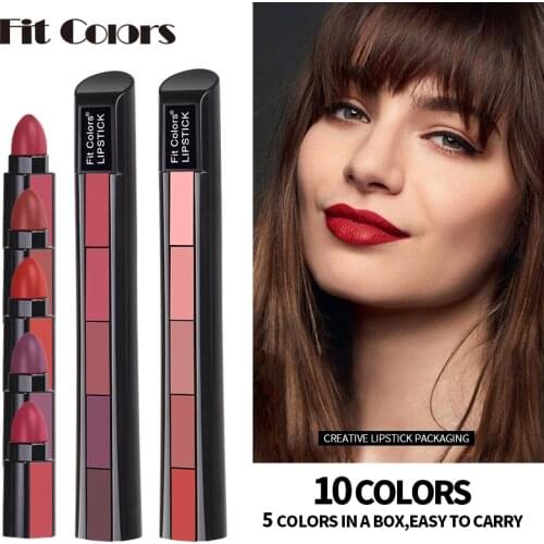 5Pcs/Set Velvet Matte Lipstick Pen Combination Strip Waterproof Long Lasting Nude Red Lip Stick Non-Stick Cup Lipgloss Makeup