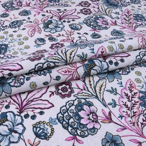 Nanchuang Floral Zakka Cotton Linen Fabric Handmade Hometextile Cloth For Sofa Table Curtain Cushion Furniture Cover Material