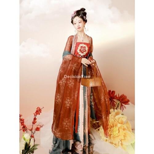 2021 hanfu dress folk dance costume chinese traditional national fairy costume ancient tang dynasty princess stage outfits