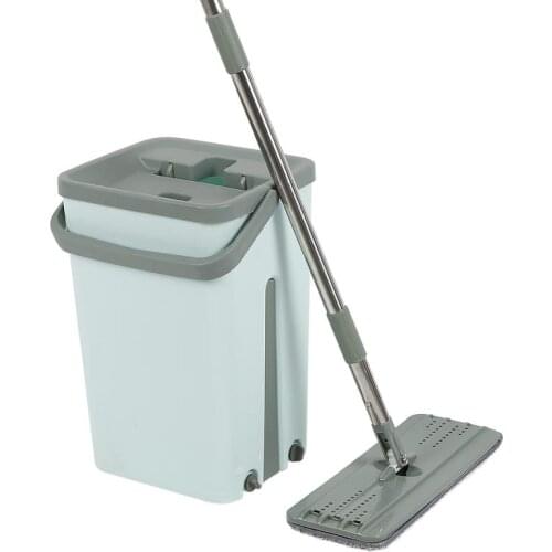 Flat Squeeze Mop And Bucket Free Hand Wash Flat Mop Floor Cleaning Mop Microfiber Mop For Wet Dry Hardwood Laminate Tile HWC