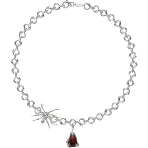 POTCET Unisex Spider Blood Drop Necklace Pendant Clavicle Chain Geometric Fashion Hip Hop Party Jewelry