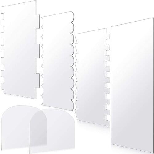 N1HF Transparent Cake Scraper Edge Side Edge Smoother Pastry Mold Making Scraper Rectangular Acrylic Cake Baking Tools Easy