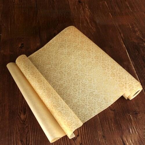 Silk Xuan Paper Rolling Ripe Rice Paper with Chrysanthemum Pattern Chinese Calligraphy Meticulous Painting Gilt Ripe Xuan Paper
