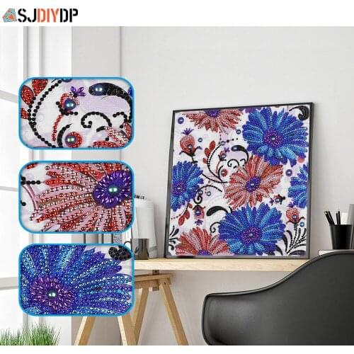 SJDIYDP Special Shaped Diamond Painting Embroidery Cross Stitch Beautiful Flower Rhinestone Mosaic Partial Crystal Gift 30X30cm