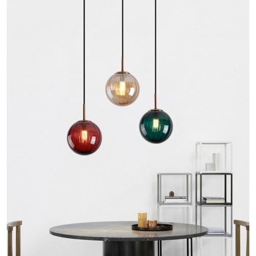 Nordic Stained Glass Pendant Lights Modern Led Pendant Lamp Bedroom Living Room Light Fixtures Kitchen Hanging Lamps Home Decor