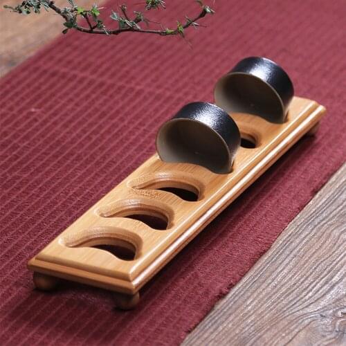 Chinese Style Natural Bamboo Tea Cup Rack Stable Durable Retro Drain Teacup Stand For Home Hotel Teahouse Teacups Storage Tray