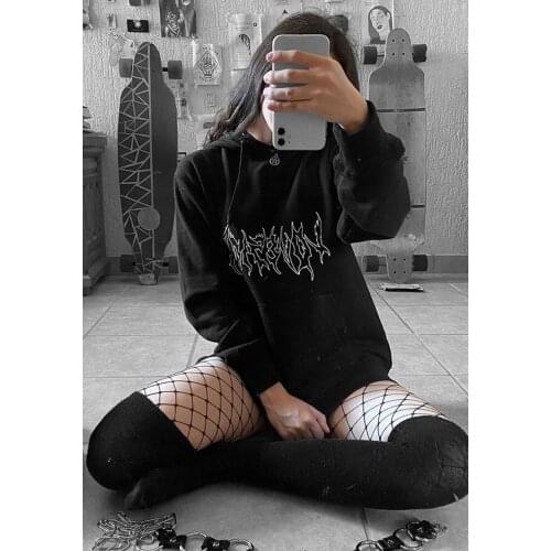 Gothic Punk Sweatshirts Man Women Warm Streetwear Dark Purple Butterfly Print Hoody Casual Simple Pullover Things For Couple Hot