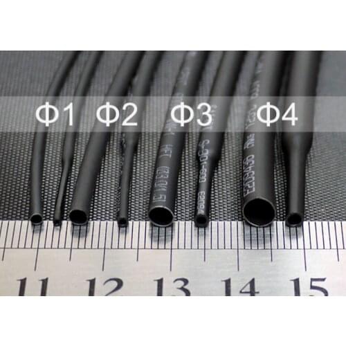 2M Black 1 1.5 2 2.5 3 3.5 4 4.5 5 5.5 6 6.5mm Heat Shrinking Tube 2:1 Shrinkage Ratio Polyolefin Insulated Cable Sleeve