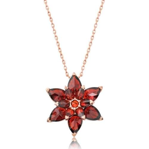 Tevuli 925 Sterling Silver Red Lotus Flower Necklace
