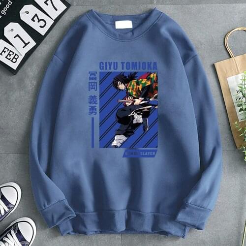 Hoodie Giyu Tomioka Cartoon Print MenS Pullover Comfortable Fashion Men Rock Sweatshirt Harajuku Vintage Hoodies Rock Clothing