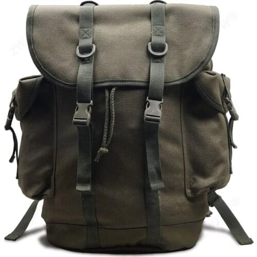 Outdoor Tactics 35L Washed Canvas Army Double Shoulder Large Capacity Army Green Backpack