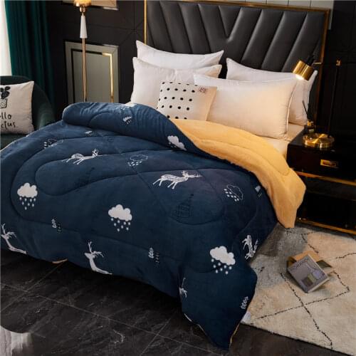 Floral Thicken Winter Comforter Imitate lambs wool Warm flannel duvet Flower AB side camel king queen size single double quilts