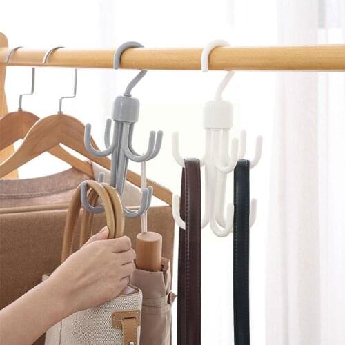 Towel Hanger Bedroom Finishing Rack Space Saver 8-Hooks Belt Tie Storage Holder Rotatable Clothes Rack Rack Organizer Shoe X6H6