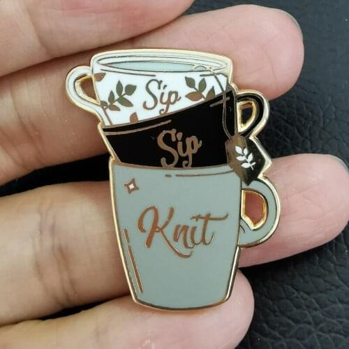Knit and tea lover pins