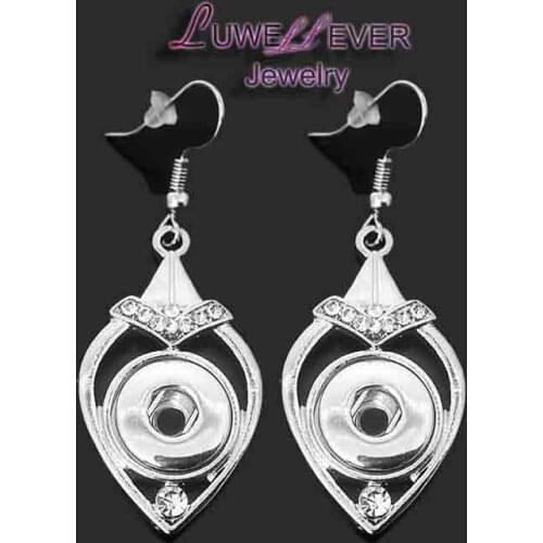 High quality 07 Rhinestones Leaves 12mm Snaps Button Earring For Women Charms White K Plated Design Snaps Earrings Jewelry