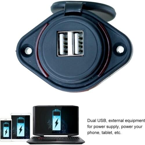 12-24V 3.1A Dual USB Charger Power Socket Adapter Charging Panel Mount for Motorbike Car Boat ATV UTV Camper Caravans