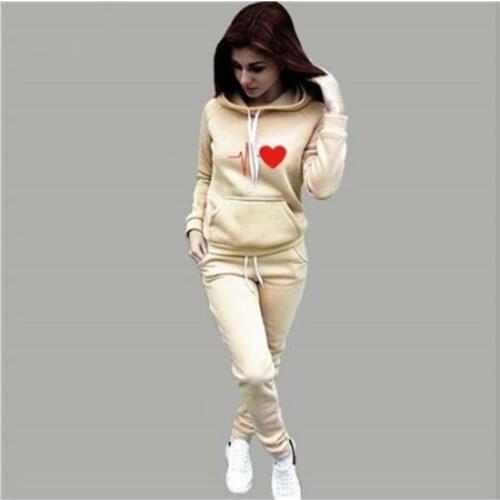 Womens Tracksuit Hoodies 2 Piece Set Sweatshirt + Pants Autumn Print Casual Sweatshirt Suit