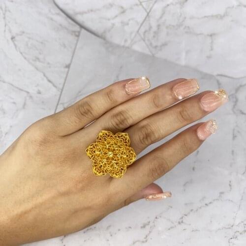 Mulher do Anel Red Rhinestone, Amante do anel de presente, anel novo Grande desenho de Cristal dourado