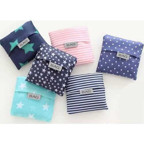 1Pcs Storage Handbag Pillow Shape Candy Box Shopping Bag Multipurpose Foldable Reusable Print Square Shape Portable Oxford Cloth