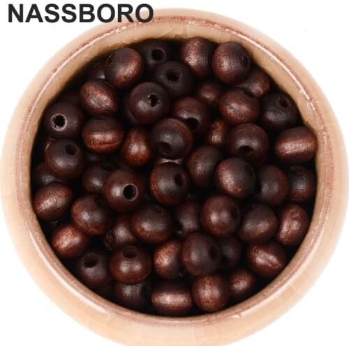 200pcs 8mm Natural Coffee Brown Wood Beads For Jewelry Making Charm Bracelet Wholesale Spacer Beads DIY Wooden Necklace Ball