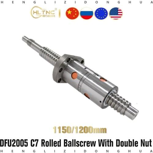 2005 C7 1150mm 1200mm ball screw 5mm lead with DFU2005 ballnut + end machined for CNC diy kit DFU set