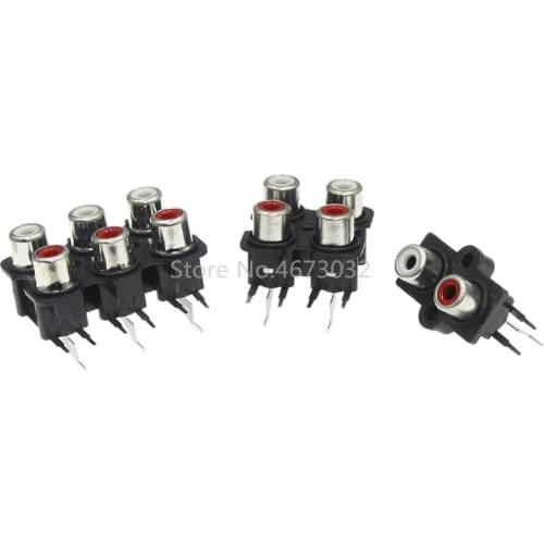 5pcs 2/4/6 hole RCA Female Stereo audio Jack AV Audio input socket Connector Lotus row Amplifier Interface Signal connection