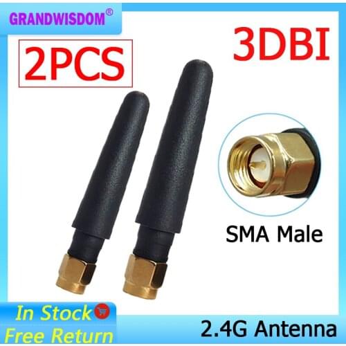 2pcs 2.4GHz antenna wifi SMA Male Connector 2~3dbi 2.4 ghz antena wi fi Small Size antenne white wi-fi antenas antennas router