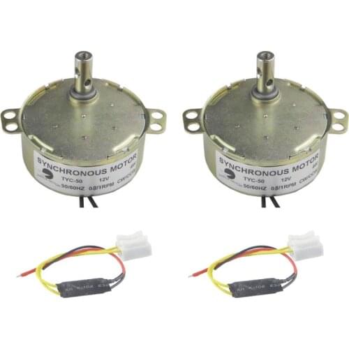 CHANCS 2PCS TYC-50 DC 12V 0.8-1RPM CW/CCW Slow Speed Electric Motor Turntable Motor Synchronous Motor