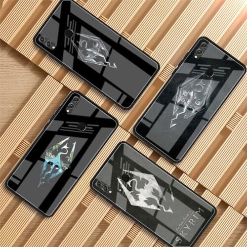 Skyrim logo Tempered Glass Phone Case For Huawei P20 P30 P40 P40 Lite Pro Psmart Mate 20 30 Cover Shell