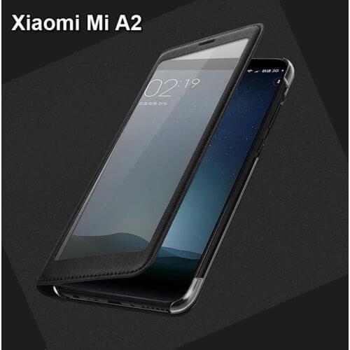 PU leather for xiaomi MI A2 case cover xiaomi 6X MI A2 case Flip Leather window front protector glass clear Smart Phone