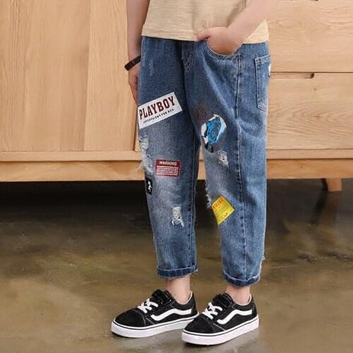 2019 Big Boys Jeans Cotton Fashion Teen-ages High Quality New Arrival Spring And Summer size 100-130 -150- 160